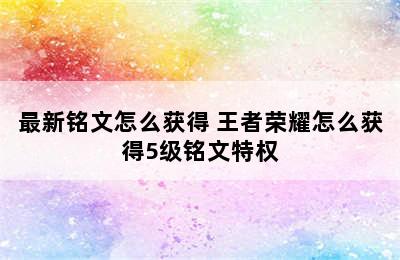 最新铭文怎么获得 王者荣耀怎么获得5级铭文特权